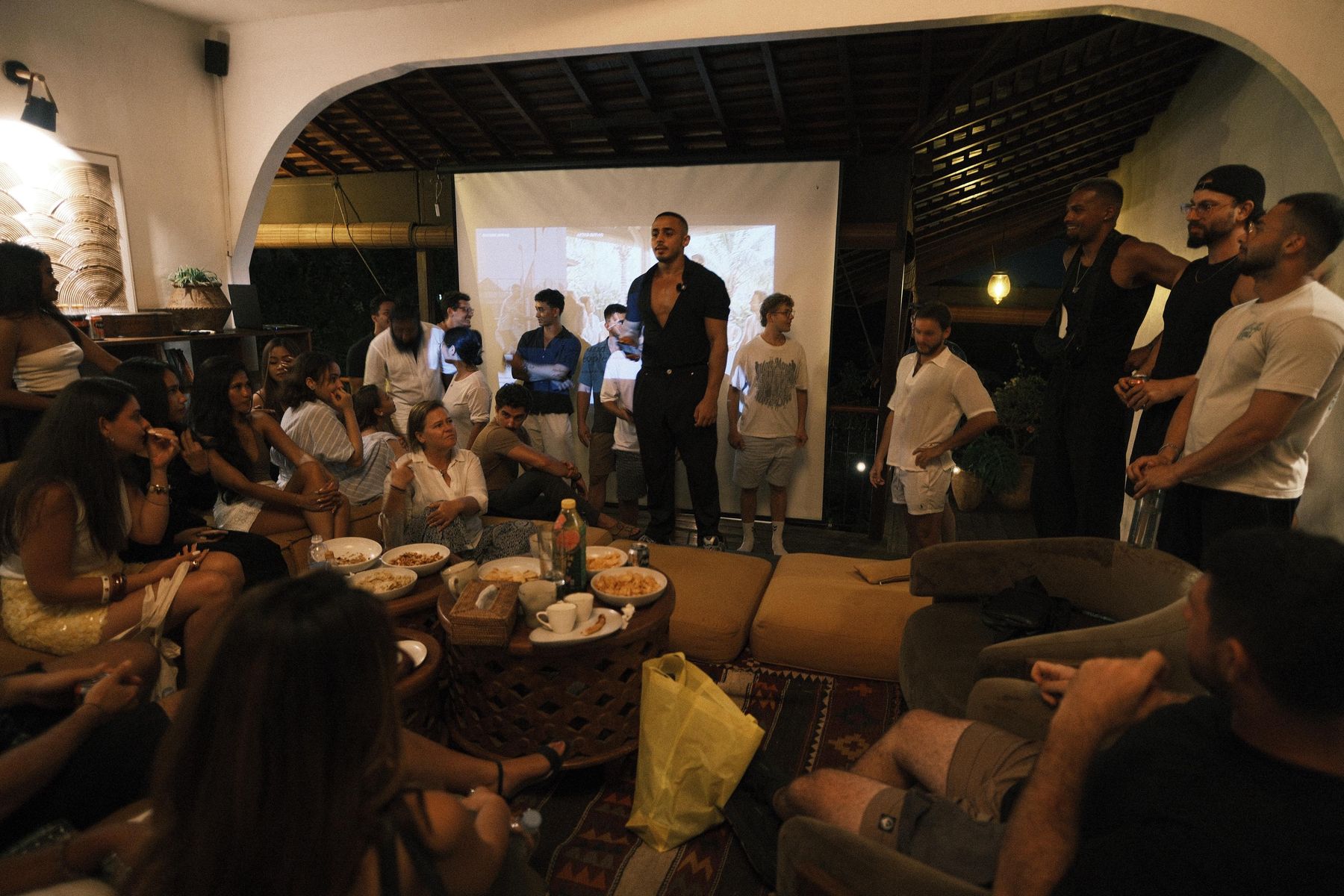 A Riwaq villa full of people at the end of the night